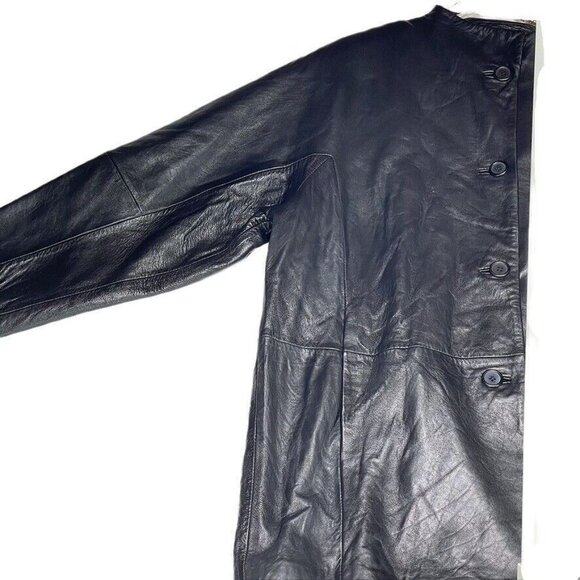 STONE MOUNTAIN Womens Black Leather Button-Up Jacket Size M - Picture 8 of 16